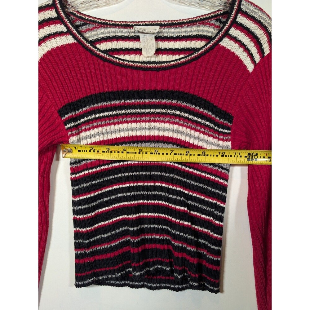 VINTAGE 90s In Charge Striped Sweater Womens Knit Cotton - Picture 6 of 8